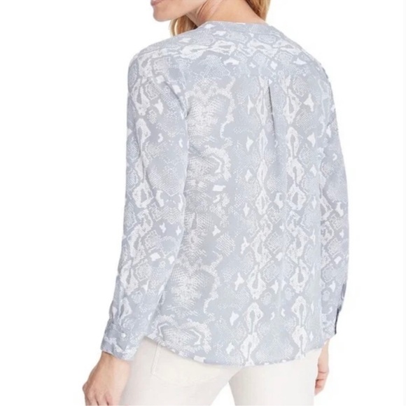 J. McLaughlin Snake Print Silk Blouse Gray Size Large - Picture 2 of 7